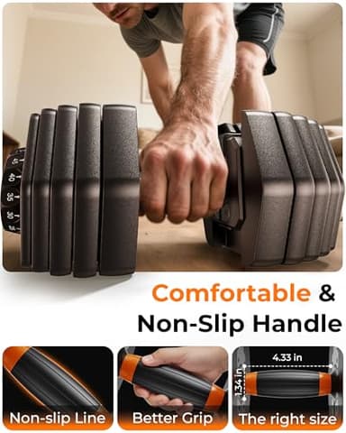 FEIERDUN Adjustable Dumbbell Set,5-52.5lb Free Weight Dumbbells, 15 in 1, Quick Adjust Weight Set with Non-slip Handles and Tray, Dumbbells for Home Gym Exercise Strength Training, Unisex（Pair） - Image 6