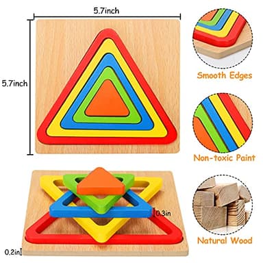 Toddler Puzzles Montessori Toy Wooden Shape Sorting Puzzle Sensory Toy Toddler Activities Preschool Learning Educational Autistic Developmental 1 2 3 Year Old Girl Boy 1-3 Dementia Game Easter Gift - Image 3