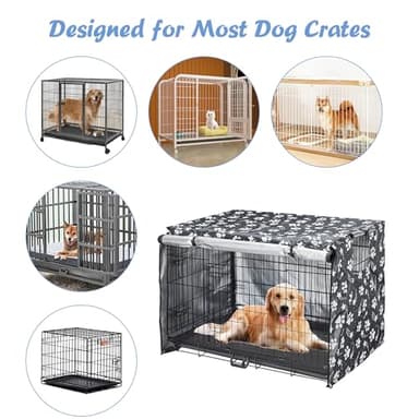 Dog Crate Cover 49 inch - Double Door, Dog Kennel Indoor, Waterproof Dog Kennel Cover with Air Vent Window, for Indoor/Outdoor Most Wire Dog Crate(Grey) - Image 4
