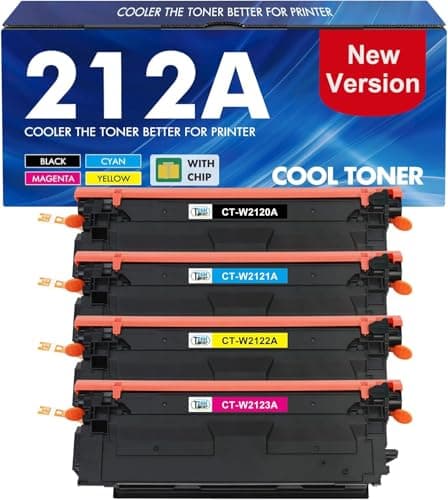 212A 212X Toner Cartridges 4 Pack Compatible for HP 212A 212X W2120A W2120X (with Chip) for Color Laserjet Enterprise M555dn M554dn M555x M554 M555 MFP M578 Series Printer Ink (New Version-BK/C/Y/M) - Image 1