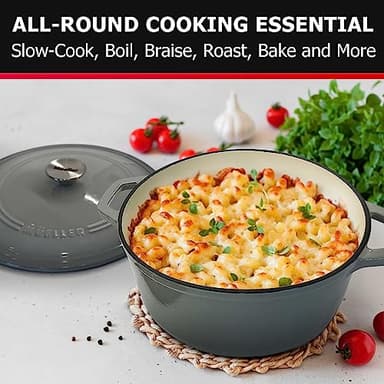 Mueller 6 Quart Enameled Cast Iron Dutch Oven, Heavy-Duty Casserole and Braiser Pan with Lid and Knob, Safe for All Cooktops - Image 6