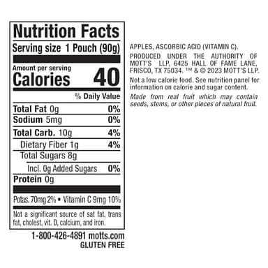Mott's No Sugar Added Applesauce, 3.2 oz clear pouches, 18 pack - Image 2