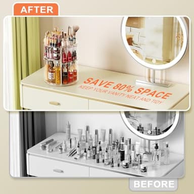 Auxmir Rotating Makeup Organizer, DIY 7 Adjustable Layers Spinning Skincare Organizer, Bathroom Organizer with Brush Holder Perfume Tray, Multi-Function Storage Carousel for Vanity Bathroom Countertop - Image 4