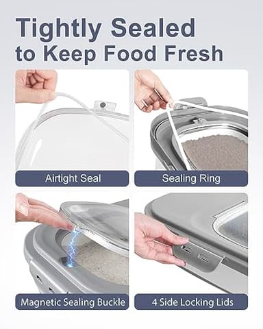 DDMOMMY 20-30 Lbs Rice Storage Container,Collapsible Food Storage Containers with Rolling Wheel Airtight Locking Lid,Flour Storage Container with Cup and Scoop,Suitable for Food,Rice,Pet Food,Flour - Image 3