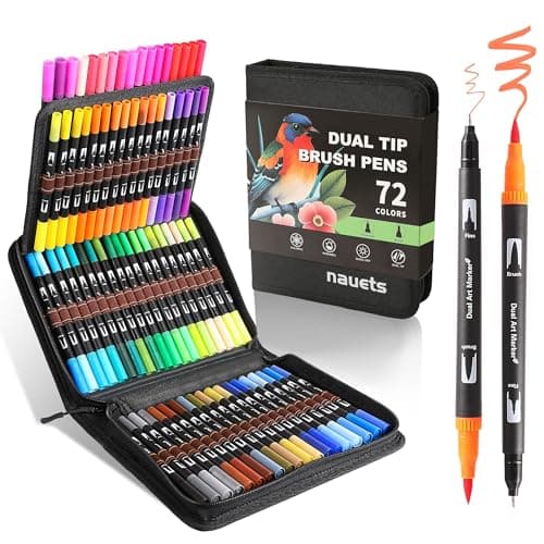 nauets 72 Colors Brush & Fine Dual Tip Watercolor Markers Set for Kids Adults Coloring Books No Bleeding Paint Pens For Drawing Note taking Planner Calligraphy Journaling Card Making Art Supplies - Image 1