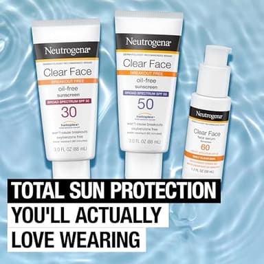Neutrogena Clear Face Sunscreen Lotion for Acne-Prone Skin, Broad Spectrum SPF 50, Sunscreen for Face & Oily Skin, Oil-,Fragrance- & Oxybenzone-Free, Water Resistant, Matte, Unscented, 3 Fl Oz - Image 8