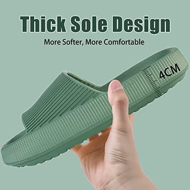 rosyclo Cloud Slides for Women and Men, Pillow House Slippers Super Soft Comfy Non-Slip Breathable Bathroom Shower Shoes Cloud Cushion Slide Sandals for Indoor Outdoor, Green - Image 5