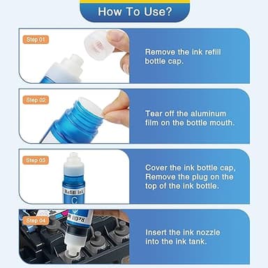 Topcolor GI-20 G7020 G6020 Color Ink Refill Bottles Compatible for Canon 20 Ink Refill Bottles for Canon GI 20 GI20 GI-20 Ink Refill Bottles Set, Compatible for Canon G7020 G6020 G5020 MegaTank - Image 4