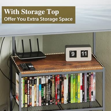 23 Inch to 50 Inch Floor Small Corner TV Stand with Storage Shelves for Living Room Bedroom, Universal Floor Television Stands with Mount, Rustic Brown Corner TV Table Desk Shelf for Small Space - Image 5