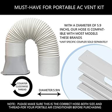 LEZIFU Portable Air Conditioner Kit with Hose, Adjustable Window Seal with 5.9 Inch Diameter 59" Length Hose for Vertical/Horizontal Window - Image 3