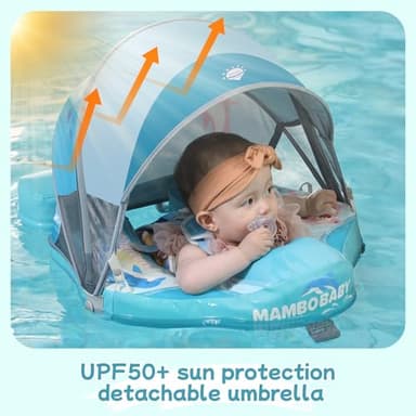 Mambobaby Float with Canopy & Portable Backpack Skin-friendly Baby Swim Float with Tail Waterproof Non-Inflatable Mambo Float Smart Swim Trainer Soft Solid Infant Pool Float 3-24 months Baby Swim Ring - Image 6