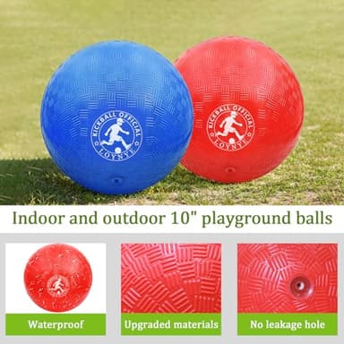 LOYNYE 10 Inch Dodgeball Balls Playground Ball Kickball, Dodge Balls for Kids, Kickballs Handball for Indoor Outdoor Games Four Square Balls, Includes Pump - Image 4