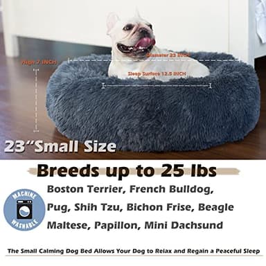 nononfish Puppy Bed for Small Dogs Washable Donut Calming Pet Beds with Anti-Anxiety Fits up to 15 lbs Pets,23 Inches Dark Gray - Image 4
