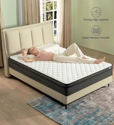 Konuzu Queen Mattress,12 Inch Memory Foam Hybrid Mattresses in a Box with Individual Pocket Spring,for Pressure Relief & Motion Isolation Queen Size Mattress. - Image 6