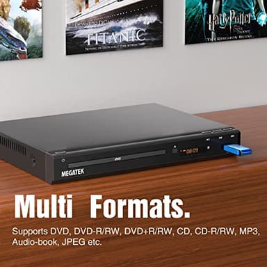 MEGATEK Region-Free HDMI DVD Player for TV, Compact CD/DVD Player for Smart TV, USB Port, Plays All Region DVDs & Multi Formats, Metal Housing, HDMI/RCA Cables & Remote Included - Image 5