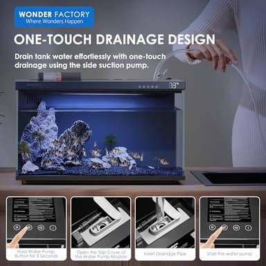 Smart Aquarium Fish Tank 5 Gallon Starter kit, Self Cleaning System Efficiency Filter 7 Color LED Lights Automatic Feeder Temperature Display Monitor HD UHA Glass Leak-Proof, Smart Control with Apps - Image 7