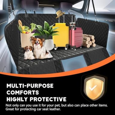 YLKU Dog car seat Cover for Back seat 2025 Upgraded 100% Waterproof and Scratch Resistant Rear Seat Hard Bottom Extension - Dog Car Seat Holds Up to 400 lb Pet for Cars, Trucks and SUVs (Black) - Image 4