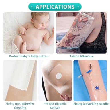 Dimora Transparent Film Dressing 50 Packs, Waterproof Adhesive Clear Bandages 4 in x 5 in, Wound Cover for IV Shield, Tattoo Aftercare Bandage,Clear Bandage Tape for Wound Care - Image 3