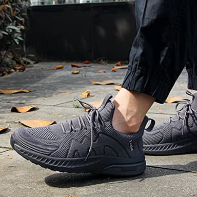 Feethit Mens Non Slip Running Shoes Lightweight Breathable Slip on Walking Tennis Shoes Casual Comfortable Sneakers Dark Gray 11 - Image 6