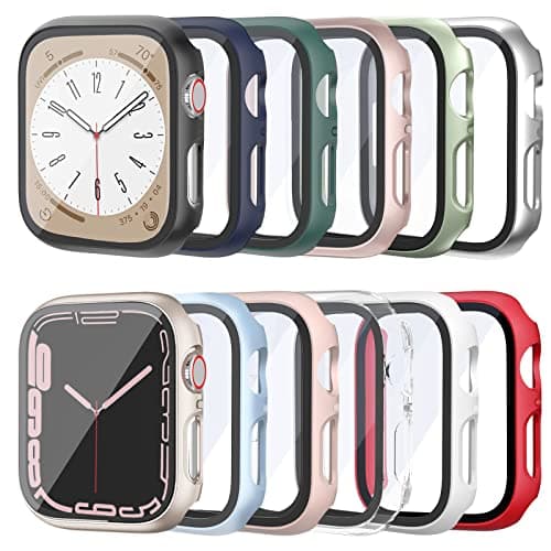 HASDON [12 Pack Case Compatible with Apple Watch 40mm SE 3 SE 2 Series 6 5 4 SE with Tempered Glass Screen Protector, Hard PC Bumper Overall Shockproof Protective Cover for iWatch 40mm Accessories - Image 1