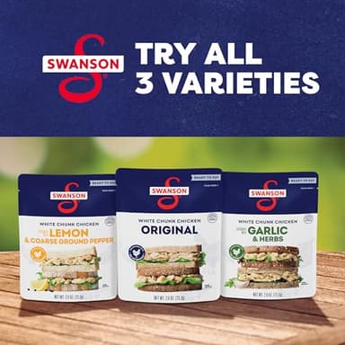 Swanson Lemon and Coarse Ground Pepper White Chunk Cooked Chicken, Ready to Eat, On-the-Go Meals, 2.6 oz Pouch (Case of 12) - Image 7