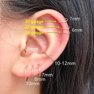 14K Gold Filled Small Hoop Earrings for Cartilage Nose, Tiny Thin 7mm Piercing Hoop Ring 22 Gauge - Image 9