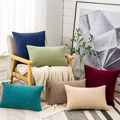 GAWAMAY Decorative Square Throw Pillow Covers 18"x18" Inch Set of 4, Super Soft Chenille Pillows Farmhouse Fall Pillowcase for Living Room Bedroom Sofa Couch Cushion Cover Navy Blue 45x45cm - Image 9