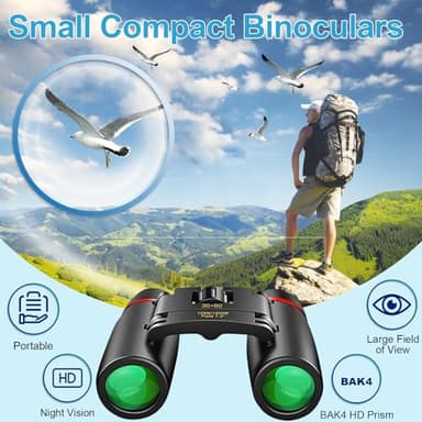 PISEZ 30X60 Compact Binoculars for Adults and Kids，Lightweight Foldable Easy Focus Small Binoculars for Bird Watching Hunting Concert Traveling Theater Opera Sightseeing - Image 2