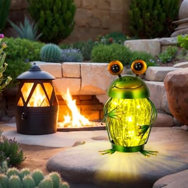 Starsoul 2 Pack Frog Hanging Solar Lantern Outdoor Waterproof, Decorative Frog Solar Mason Jar Lights, Frog Lights Decor for Garden Yard Patio Tabletop - Image 4