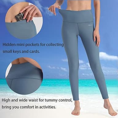 Ubestyle UPF 50+ High Waist Women's Swim Pants Swim Leggings Swimming Tights Long Swimwear Pants Sun Protective (Slate/Blue, XXL) - Image 2