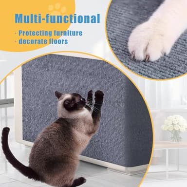 YCCYYCCY Cat Scratching Mat with Self-Adhesive, 39"x15.7" Cat Scratcher Carpet, Cat Scratch Protectors for Sofa Furniture Wall, Anti Scratch Furniture Protector, Included Nails for Couch(Gray,40100) - Image 4