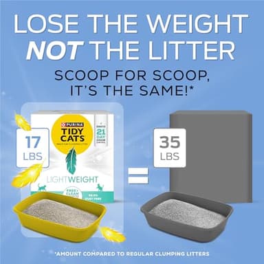 Purina Tidy Cats LightWeight Free and Clean Unscented, Multi-Cat, Clumping, 99.9 Percent Dust Free Cat Litter - 17 lb. Box - Image 2