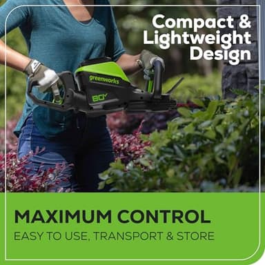 Greenworks 80V Cordless Hedge Trimmer, 26-Inch Brushless Motor, Lightweight Battery-Powered Trimmer with 2.0Ah Battery & 2A Charger Included – Quiet, Eco-Friendly Yard Tool for Professional & Home Use - Image 5