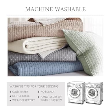 Levtex Home Cross Stitch Reversible King/Cal King Quilt Set (106x92in) and 2 Pillow Shams (36x20in) - Stitch Texture - Bright White - Cotton King Size Quilt Bedding Set - Lightweight Soft Pre-Washed - Image 5