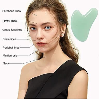 Ditind Gua Sha, Jade Stone Gua Sha Massage Tool, Guasha Tool for Face and Body Skin Massage. Gua Sha Set for Toxins Prevents Wrinkles for SPA Acupuncture, Therapy Trigger Point Treatment. - Image 4