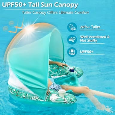 Jasonwell Pool Float with Canopy - Inflatable Pool Floaties Adult Floating Pool Chair Lounge Floats for Swimming Pool Water Chair Pool Lounger with Cup Holders Pool Toy Party Floaty for Adults - Image 3