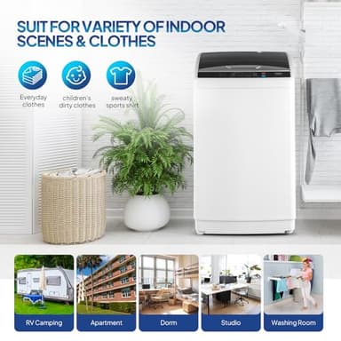 ROVSUN 25LBS Portable Washing Machine, Full-Automatic Electric Laundry Machine with Stainless Steel Drum, Compact Washer and Spin Dryer Combo with Drain Pump for Home, Apartment, Light Grey - Image 8