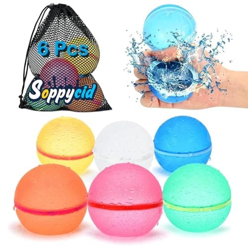 98K Reusable Water Balloons 6Pcs with Mesh Bag, Self Sealing Silicone Ball Latex-Free, No Clean Hassle, Easy to Fill, Summer Water Toys Swimming Pool Beach Park Yard Outdoor Games Party Supplies - Image 1