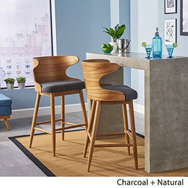 Christopher Knight Home GDFStudio Christopher Knight Home Truda Mid Century Modern Fabric Barstools Set of 2 in Charcoal - Image 4