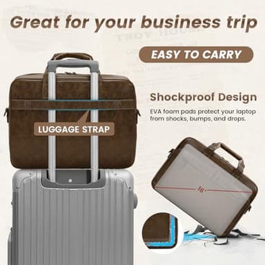 RAINSMORE Mens Laptop Bag 16 Inch Leather Briefcase Vintage Messenger Bag for Men Large Crossbody Shoulder Office Computer Bag Retro College Satchel Bag for Work, Business,Travel, Brown - Image 5