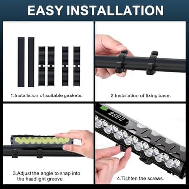 Bike Lights, 17 LED 25500 Lumen Bicycle Light with 4 Modes, 10000mAh USB Rechargeable Bike Light, Bike Headlight with Digital Power Display, Wide Beam Bike Lights for Night Riding - Image 6