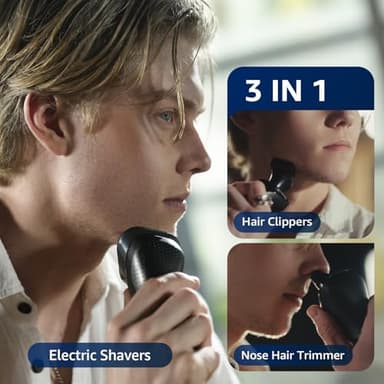 rategist Cordless Electric Razor for Men: 3-in-1 Shaver for Beard/Nose/Sideburns -Turbo Speed & Precision Blades - IPX7 Waterproof Travel Kit - Deep Grey - Image 3