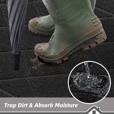 BEQHAUSE Dirt Trapper Door Mat 24" x 36", Doormat Non-Slip Entryway Rugs Washable, Dog Door Mat Stain Resistant and Absorbent Welcome Floor Mat for Front Back Door, Muddy Wet Shoes & Paws, Black - Image 3