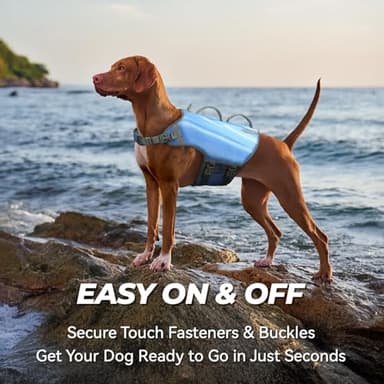 VIVAGLORY Neoprene Dog Life Vest, Dog Life Jacket for Swimming & Boating, Lightweight & Buoyancy for Puppy Doggy, Swimming Vest with Handle, XL, Blue Wave - Image 5
