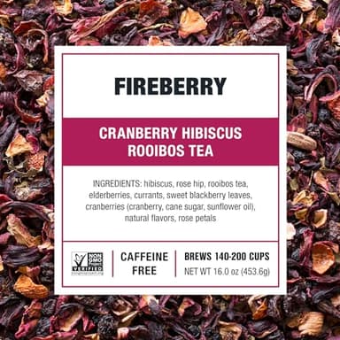 Tiesta Tea - Cranberry Hibiscus Rooibos Tea, Fireberry, Loose Leaf, Herbal Blend with Hibiscus, Cranberry, Currants, Rooibos, Enjoy Hot or Iced, 200 Cups in Resealable Pouch, 16 Ounce - Image 2