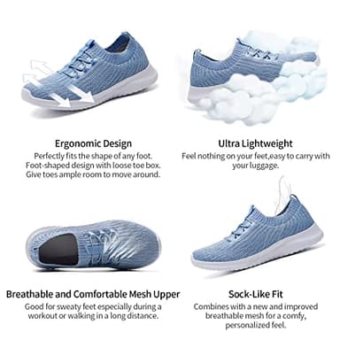 TIOSEBON Women's Lightweight Casual Walking Athletic Shoes Breathable Running Slip-On Sneakers for Jogging Workout Soft Shoes US 8.5 Light Blue - Image 5
