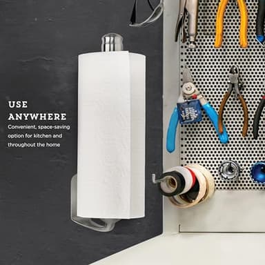 Kamenstein Perfect Tear Wall Mount Paper Towel Holder, Patented Design for One-Handed Use, Rounded Finial, 14-Inch, Brushed Silver Metal Finish - Image 5