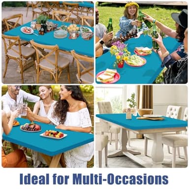 Moosfor Spandex 8 Foot Rectangle Table Cloth 2 Pack, Elastic Fitted Tablecloths for Picnic, Stretch Washable Patio Table Cover for Outdoor, Camping, Banquet and Parties (Teal, 30"x96") - Image 9