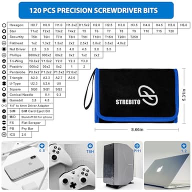 STREBITO Electronics Precision Screwdriver Sets 142-Piece with 120 Bits Magnetic Repair Tool Kit for iPhone, MacBook, Computer, Laptop, PC, Tablet, PS4, Xbox, Nintendo, Game Console - Image 2