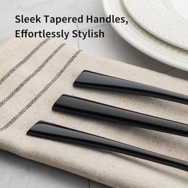 Alata Bailey Black 20-Piece Forged Stainless Steel Flatware Set Cutlery Set, Service for 4, Silver Finish, Dishwasher Safe - Image 4